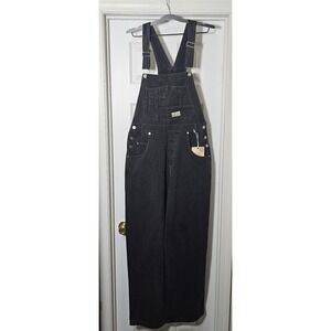 Lana‎ Roux Los Angeles Women's Black Denim Bib Overalls Size XL 100% Cotton